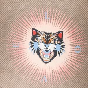 Gucci Scarf Wrap Large GG Monogram Logo Original Angry Cat Silk Blend